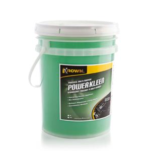 Cleaer 20L container of green Power Kleen degreaser.